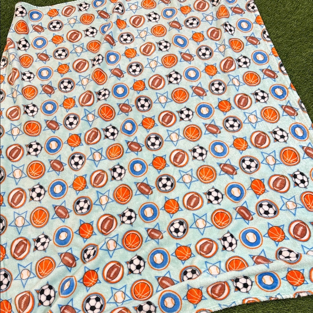 Kids Fleece Sports Blanket - soccer, basketball, football, baseball